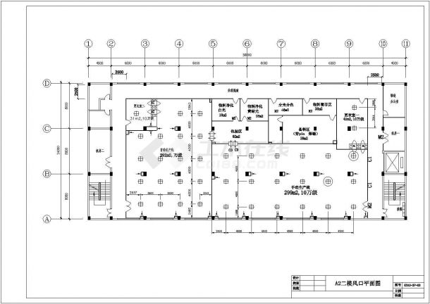 广州某净化工程空调CAD平面图纸（共9张）-图二