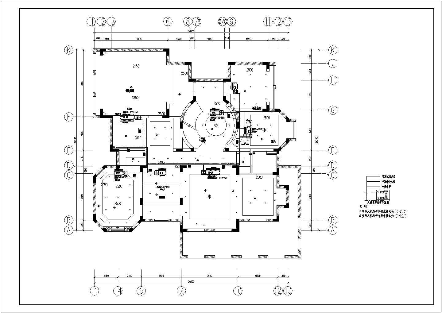海某别墅中央空调系统CAD设计图纸（共8张）