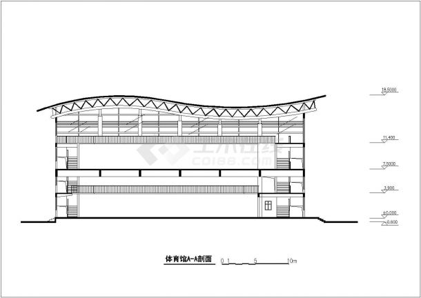 某地一个体育馆结构设计方案（共5张）-图一