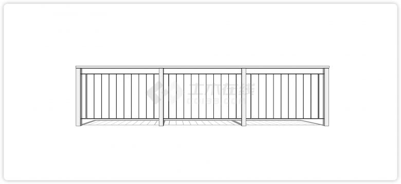 白色方管钢铁结构不锈钢栏杆su模型-图一