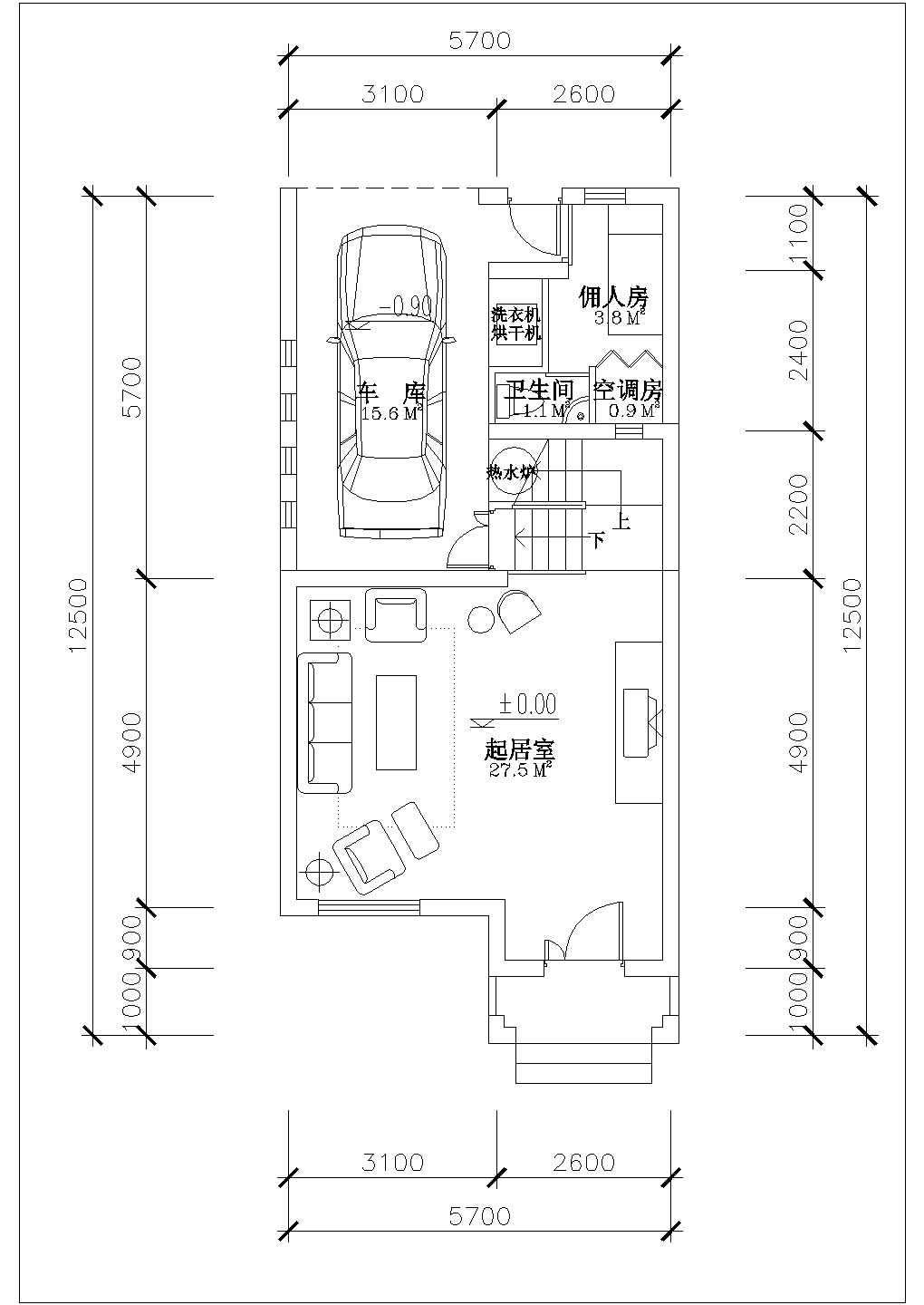 【江苏】某地夹层联排别墅建筑户型设计图
