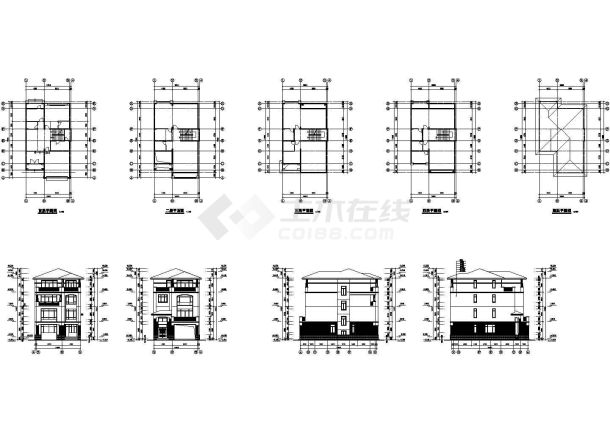 邓宅AB型别墅建筑设计图（平面，立面，剖面）-图一