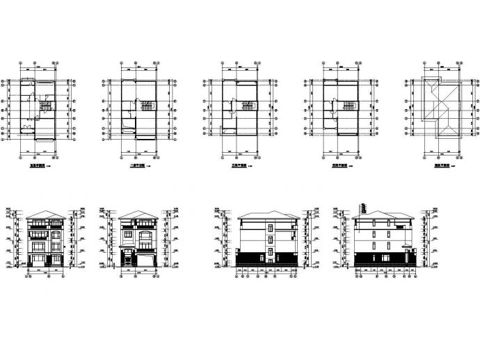 邓宅AB型别墅建筑设计图（平面，立面，剖面）_图1