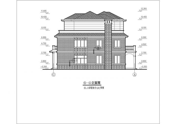 某单体别墅建筑设计图（平立剖图）_图1