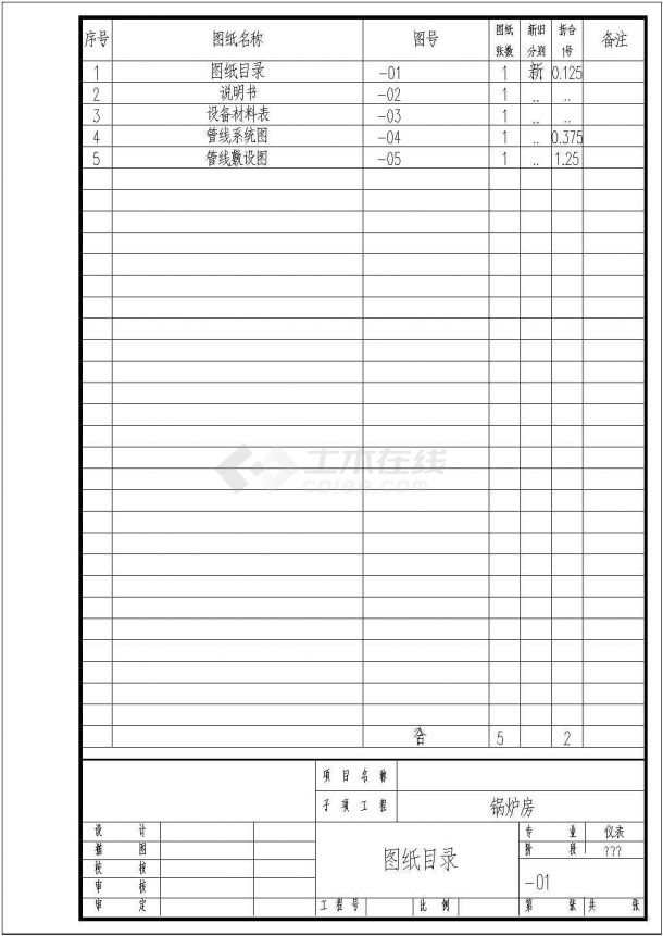 药厂锅炉房施工图（含图纸目录和设计说明）-图二