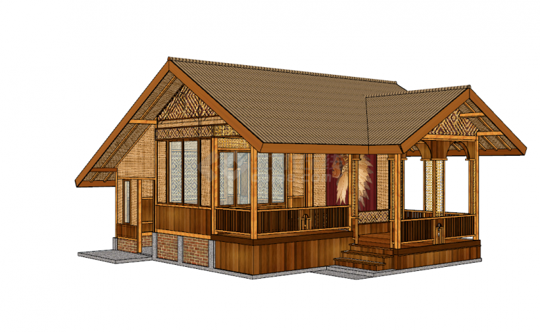 新中式小型小木屋su模型-图一
