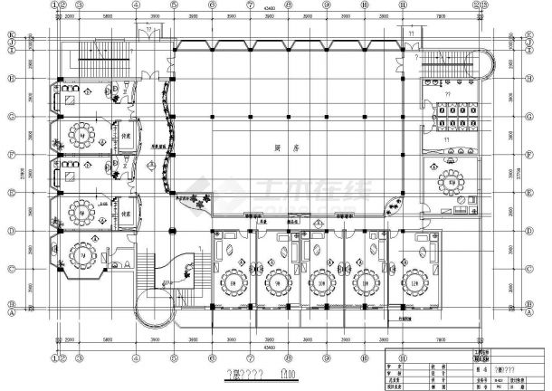 某酒楼装修设计CAD平面图（共6张）-图二