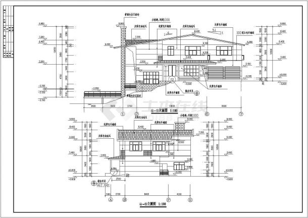 某二层临水别墅建筑设计图（长23.32米 宽15.54米）-图一