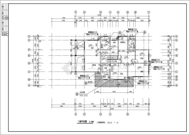 某二层临水别墅建筑设计图（长23.32米 宽15.54米）-图二