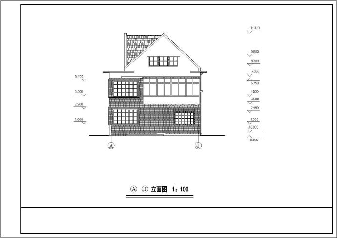 某二层阁楼别墅建筑设计图（长30.5米 宽11.14米）_图1
