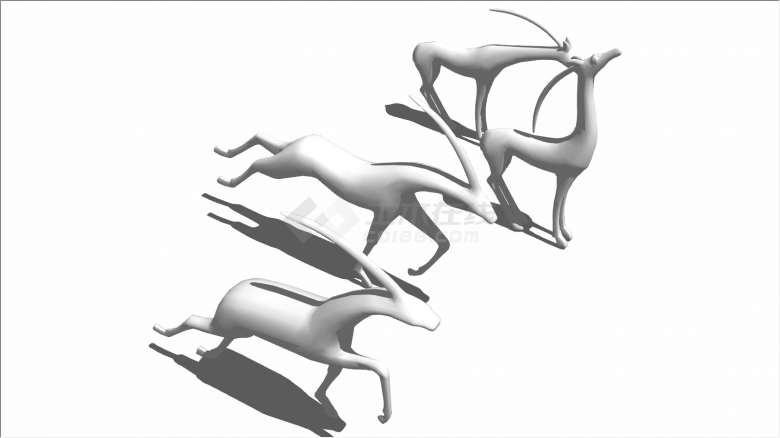 独角鹿现代创意艺术雕塑su模型-图二