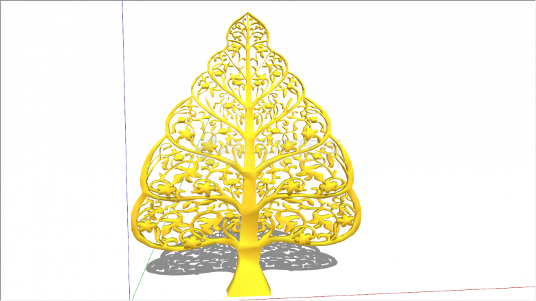 现代创意艺术雕塑黄色树su模型-图二