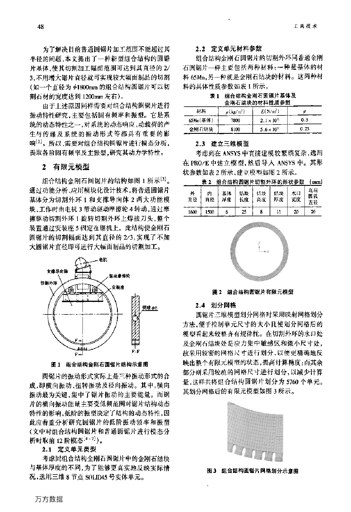 组合结构金刚石圆锯片的有限元模态分析-图二