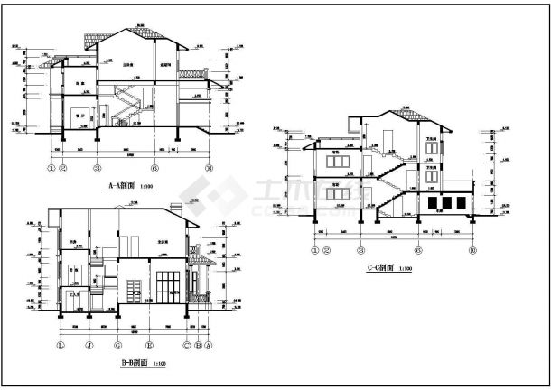 某地别墅的建筑设计套图（共5张）-图二