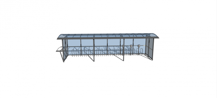 拱形玻璃顶停车棚su模型_图1