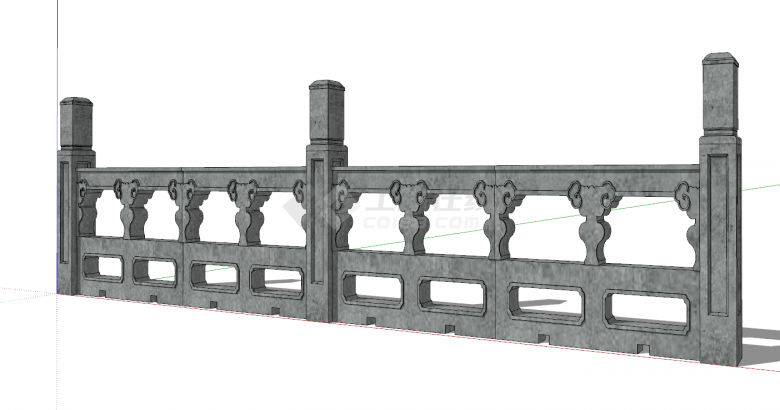 传统中式镂空栏杆su模型-图二