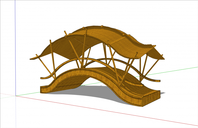 独特创意中式廊桥su模型_图1