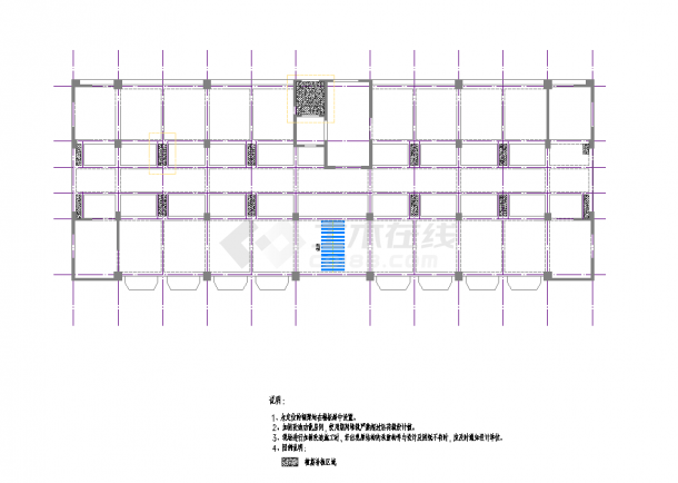 某地办公楼加固改造图_增设钢梁碳纤维布植筋CAD图纸-图一