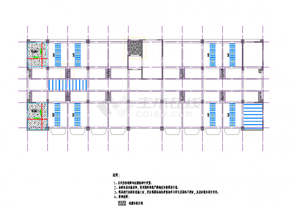 某地办公楼加固改造图_增设钢梁碳纤维布植筋CAD图纸-图二