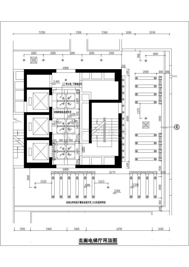 北方某地区物委办公楼电梯厅cad详图-图一