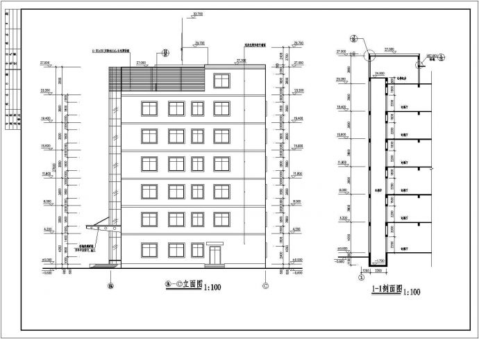 【东莞】某地六层办公楼建筑框架结构图_图1