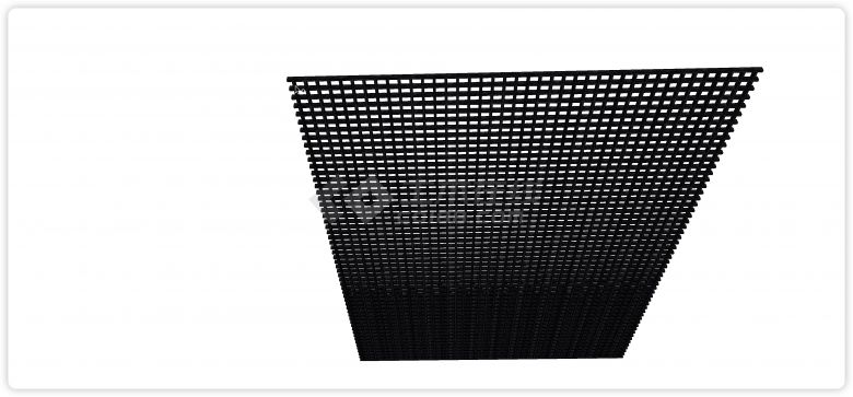 黑色方格子穿孔板建筑表皮su模型-图二