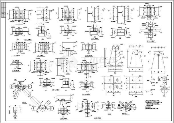 钢结构框架汽车城施工图（共21张）-图一