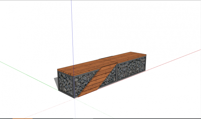 棕色木质的长条型创意坐凳 su模型_图1