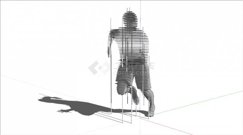 片状堆叠跑步男子运动雕塑su模型-图二