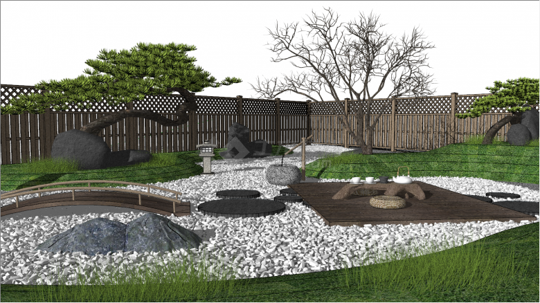 庭院篱笆景观小品带水管su模型-图一