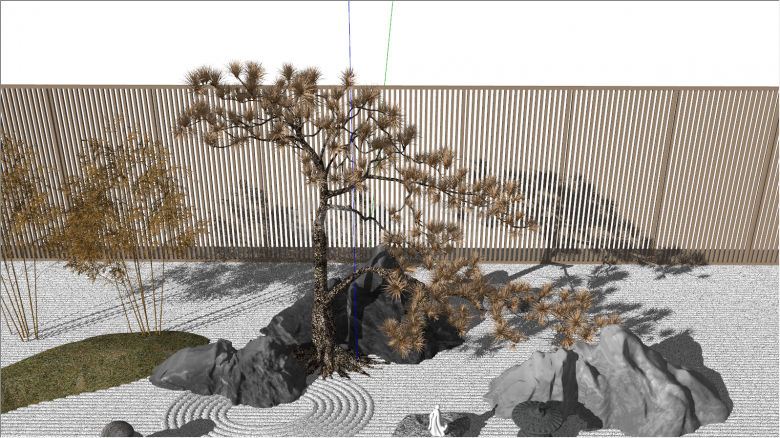 庭院篱笆景观小品松针树su模型-图二