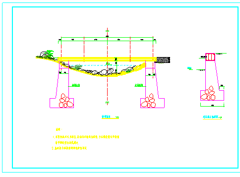 某地小型小木桥的详细建筑设计剖面图-图一