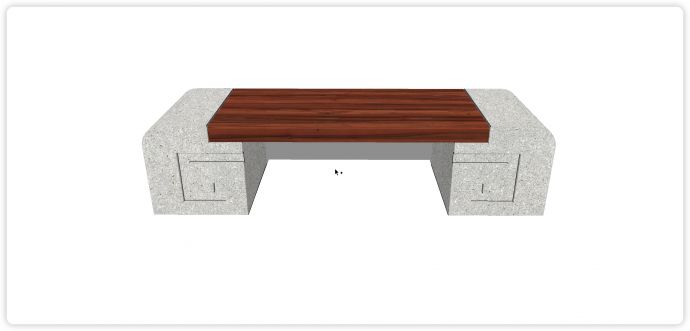 左右麻石底座中间木条拼接中式坐凳su模型_图1