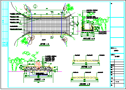 某地小型园林详细木桥建筑设计施工图-图一