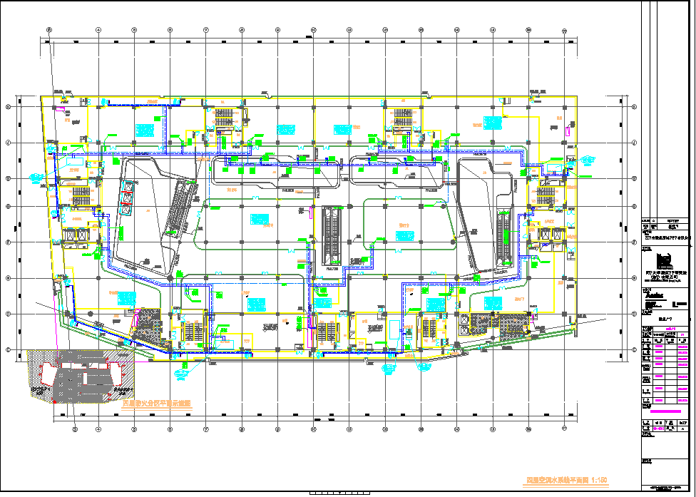 某地广场暖通-二层空调通风系统平面图CAD图纸