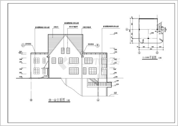 某地豪华别墅建筑设计施工图（共13张）-图二