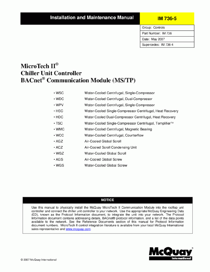 麦克维尔II® Chiller Unit Controll_图1