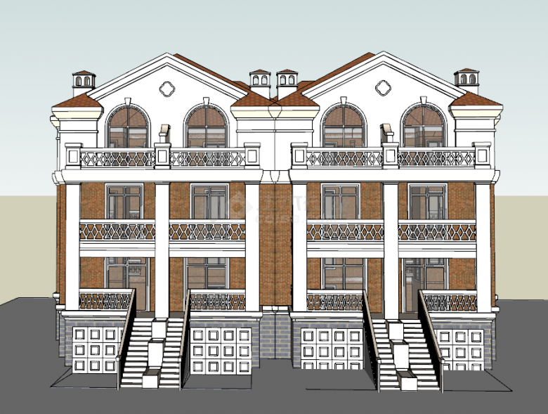 欧式浪漫豪华典雅别墅su模型-图一