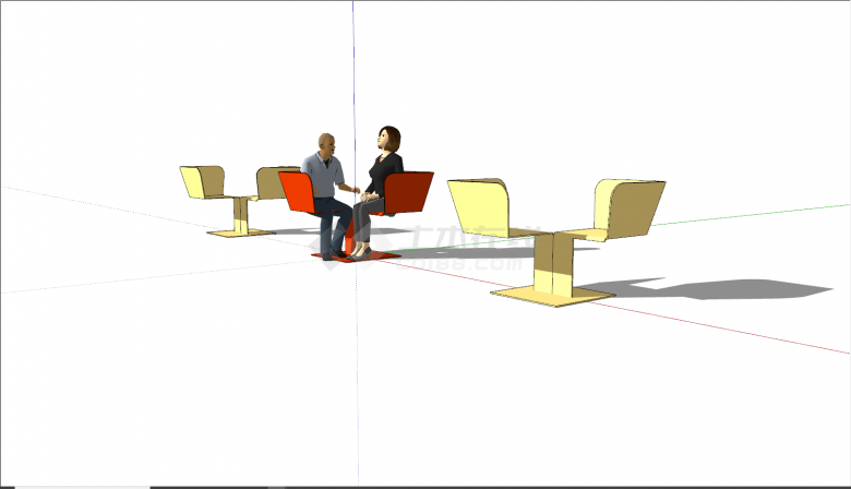 现代对角创意坐凳su模型-图二