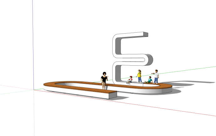 S型木质座板创意坐凳su模型_图1