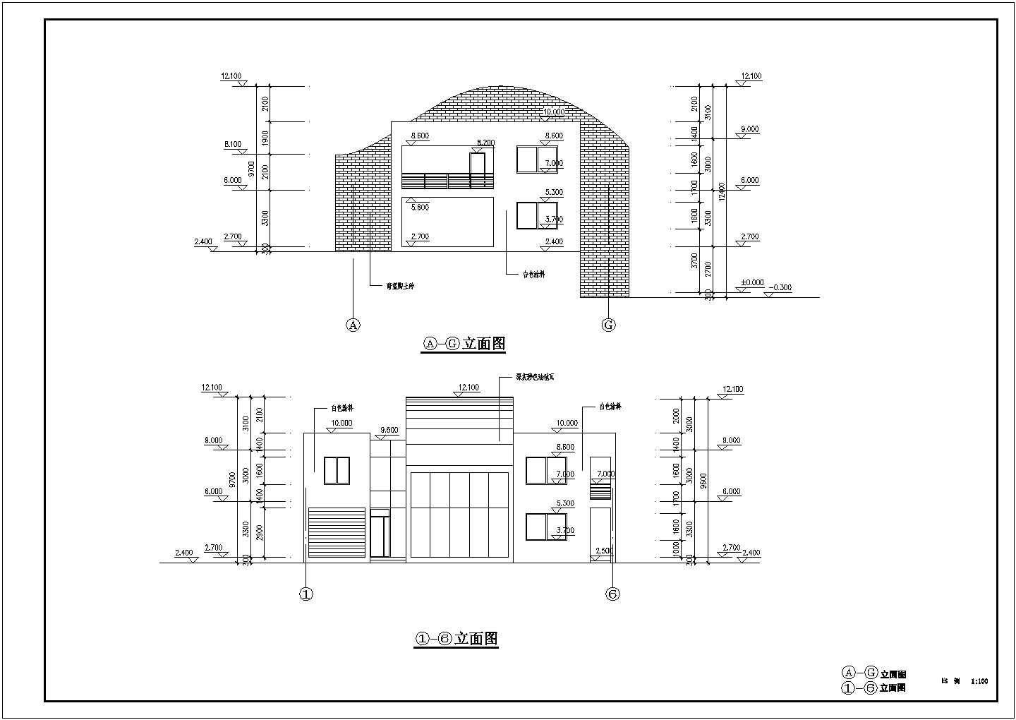 某地两个小型别墅的初步设计详细图纸