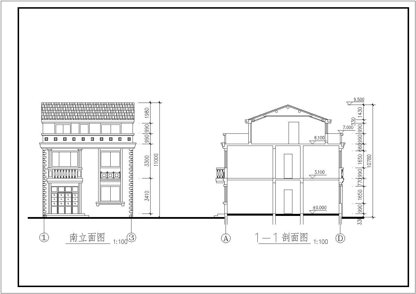 某别墅建筑设计结构施工图（共5张）