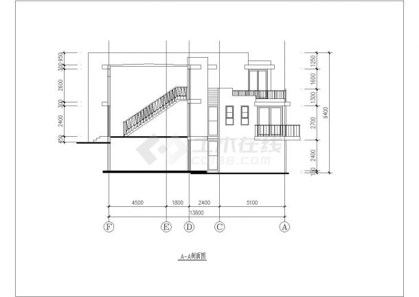 某地别墅建筑设计平立面施工详细图-图一