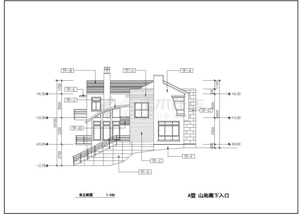 【南京】某山地别墅A型方案建筑设计图-图二