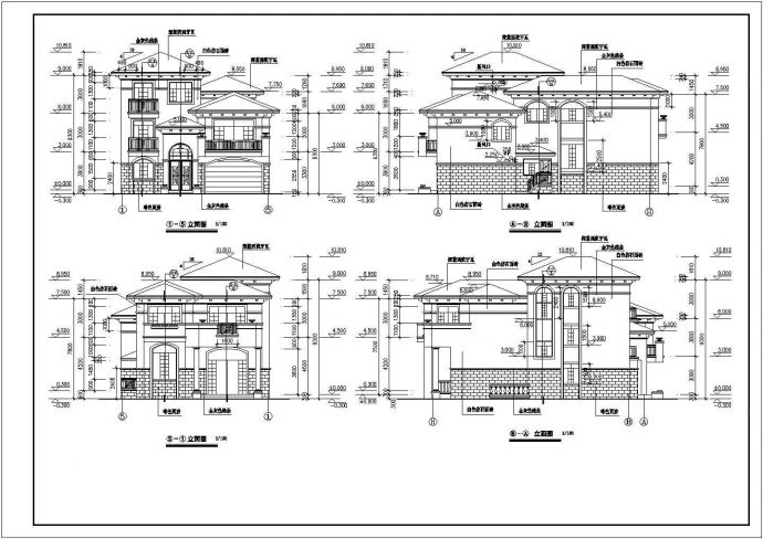 某欧式别墅建筑设计施工图（共4张）_图1