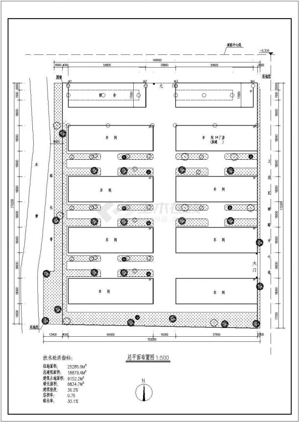 某工业园建筑设计总平面规划布置图-图一