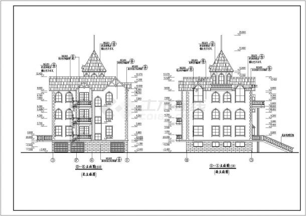 某欧式小型私人别墅建筑设计施工图-图二