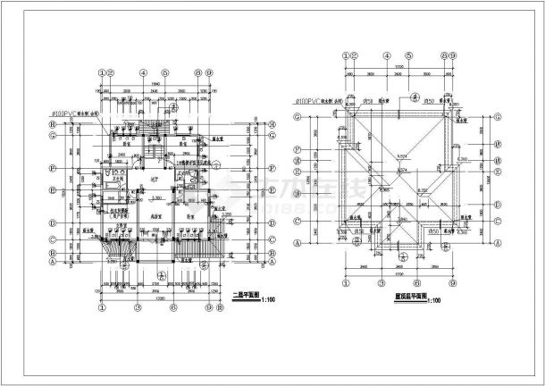 某地全套别墅建筑设计施工图（共4张）-图二