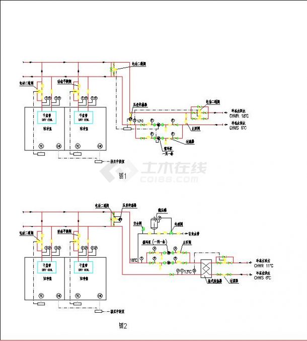 某干表冷盘管冷冻水专业设计系统图-图二