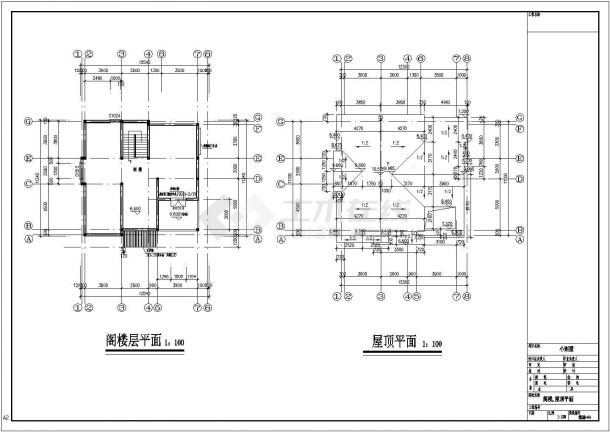 【上海】某别墅建筑设计施工详图（共8张）-图二